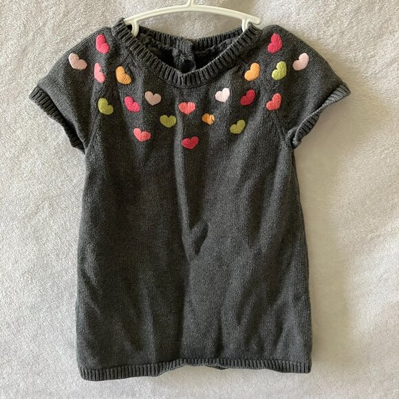 Gymboree 2T Grey Heart Knit Dress Embroidery GUC Toddler Girl - Picture 14 of 16